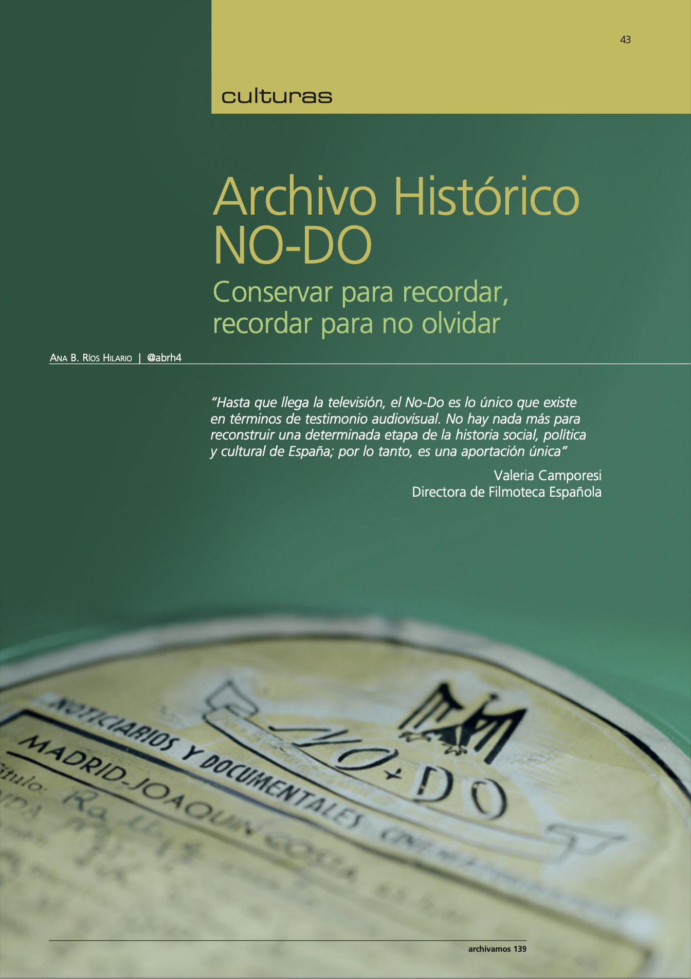 Archivamos 139. Artículo sobre el archivo del No-Do